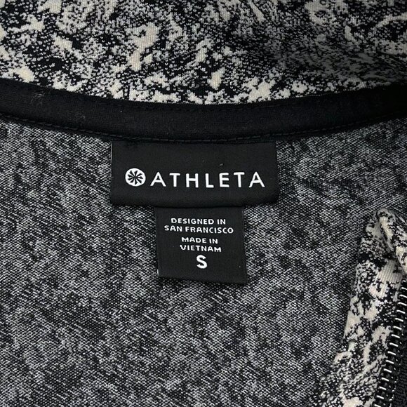 Athleta Black White Thumb Holes Salutation Textured Stretch Jacket Womens S - Picture 4 of 5